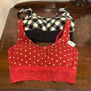 Maurice’s Small Red and Black Lace Bralettes Set of 2 NWT